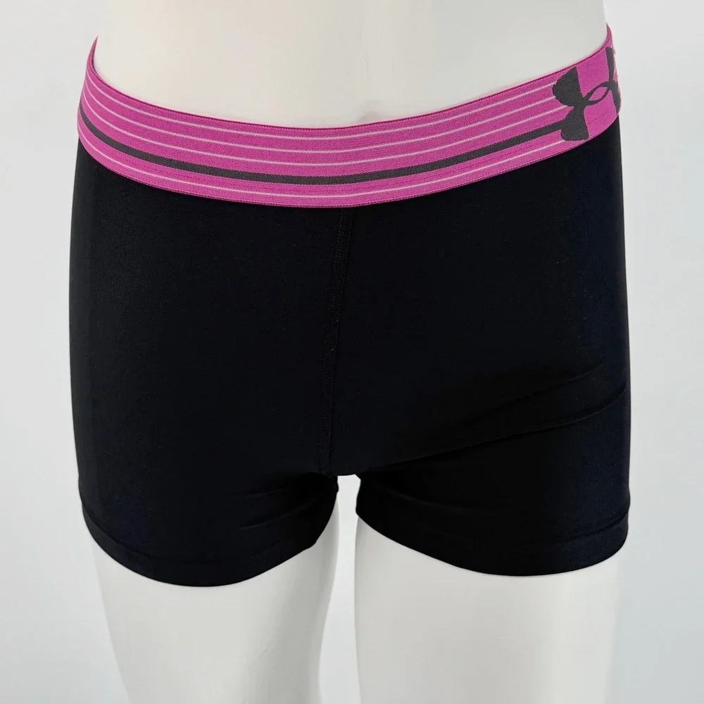 Under Armour Compression Shorts Black‎ Pink Stripe Athletic S Activwear 102-48
